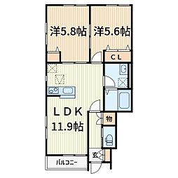 ポルトボヌール 2LDKの間取図画像