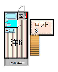 ツインパステル三貴A ワンルームの間取図画像