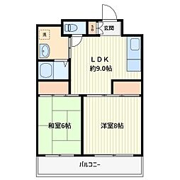 リバープール21 2LDKの間取図画像