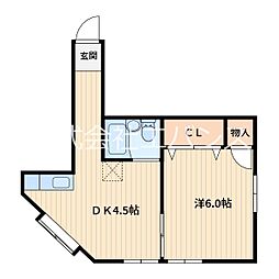 浜田ビル 1DKの間取図画像