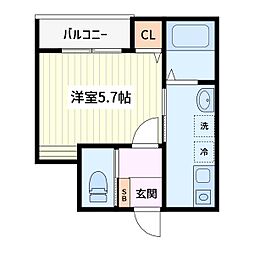 川口市赤井1丁目アパート 1Kの間取図画像