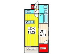 シエーナ川口元郷 1LDKの間取図画像