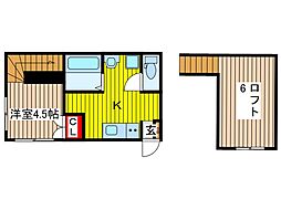 Arte伊刈 1Kの間取図画像