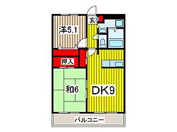 エンブレム壱番館 2DKの間取図画像
