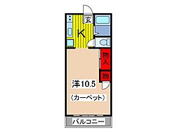 平田マンション ワンルームの間取図画像