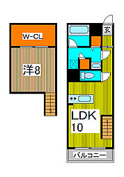 アーネスト川口 1LDKの間取図画像