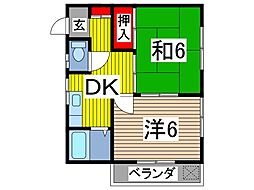 第二ハイムアズマ 2DKの間取図画像