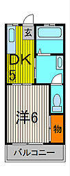 グリーンハイツ 1DKの間取図画像