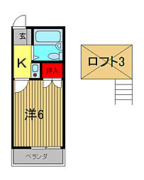 レオパレス西川口第15 ワンルームの間取図画像