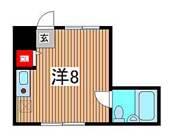 新ハイム ワンルームの間取図画像