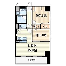 PRIMERESIDENCENAMIKI 2LDKの間取図画像
