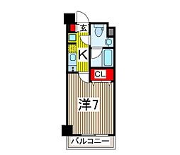 アルファコート蕨-2 1Kの間取図画像