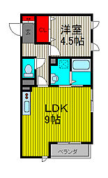 SAMIA川口元郷 1LDKの間取図画像