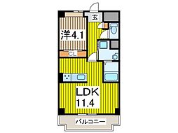 サンライズ氷川町 1LDKの間取図画像
