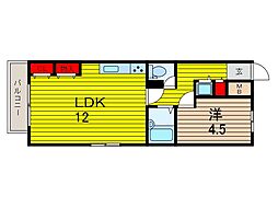 メープルコート中青木 1LDKの間取図画像