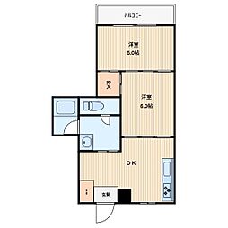 第五つくしマンション 2DKの間取図画像