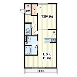 リヴェール川口芝 1LDKの間取図画像