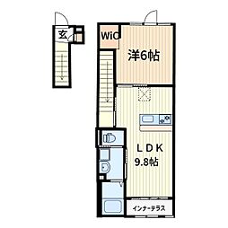 グリーンヒル 1LDKの間取図画像