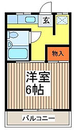 志賀荘 1Kの間取図画像