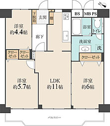 サンライフ本山 3LDKの間取図画像