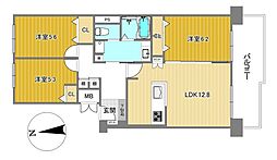 南港コープうしお24号棟 3LDKの間取図画像