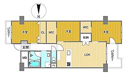 南港ガーデンハイツ24棟 3LDKの間取図画像