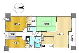 シャルマンフジ住之江公園アミューゼ 3LDKの間取図画像