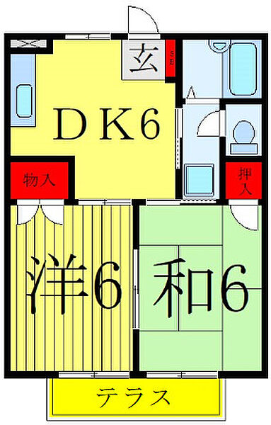 パークサイドシャトレWS-A棟 ｜埼玉県川口市芝西1丁目(賃貸アパート2DK・1階・39.75㎡)の写真 その2