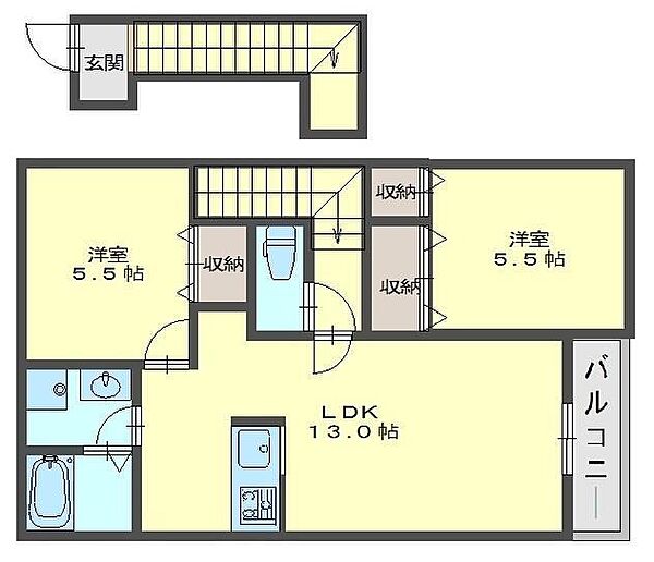 クレセント18 201｜滋賀県彦根市西今町(賃貸アパート2LDK・2階・51.54㎡)の写真 その2