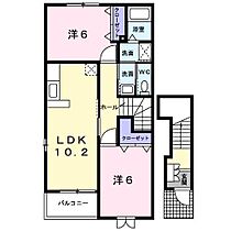 ヴィラ　アンソレイエII 201 ｜ 滋賀県愛知郡愛荘町野々目（賃貸アパート2LDK・2階・57.02㎡） その2