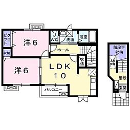 メゾンカルムＮ 2階2LDKの間取り