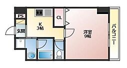マンション彦根駅西 6階1Kの間取り