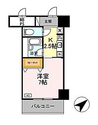 サンタウン竹鼻A棟 1Kの間取図画像