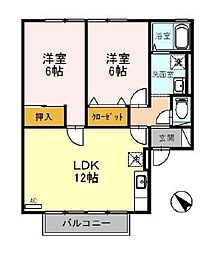 ウエストヴィレッジ 2LDKの間取図画像
