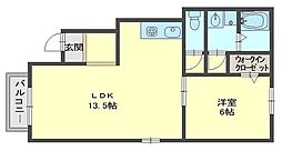 サニーリュート 1LDKの間取図画像