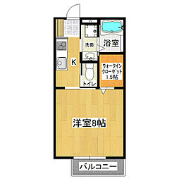 エルドラードIII 1階1Kの間取り