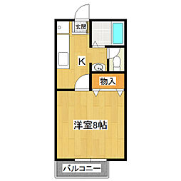 サウスヒルズS 1Kの間取図画像
