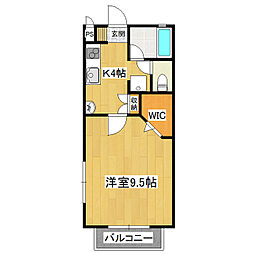 朝日ヴィラ神立東 1Kの間取図画像
