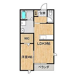 セレーノ小松B 1LDKの間取図画像