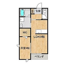 セレーノ小松A 1LDKの間取図画像