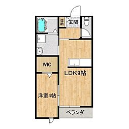 セレーノ小松A 1LDKの間取図画像