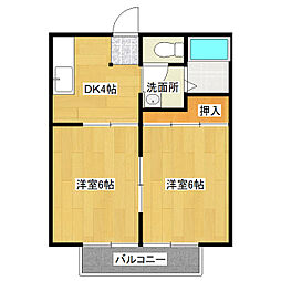 テラスガーデン土浦 2DKの間取図画像