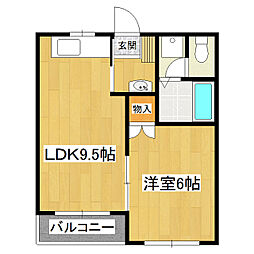 シャトーアスナロ 1LDKの間取図画像