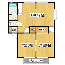 ハイツ高岡 2LDKの間取図画像