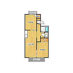 ニューリバーハイツA 2LDKの間取図画像