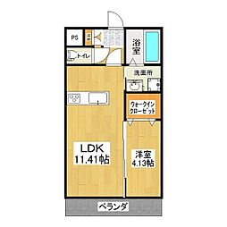 エーリおおつ野 1LDKの間取図画像
