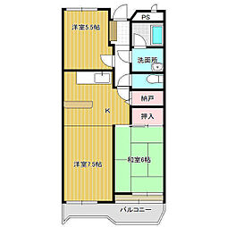 ガーデンヒルズ久松 3DKの間取図画像