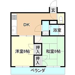 立田町マンション 2DKの間取図画像