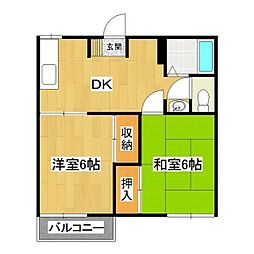 フォークスビレッヂ1 2DKの間取図画像