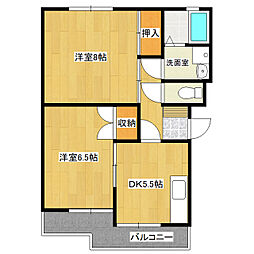 山忠マンション 2DKの間取図画像